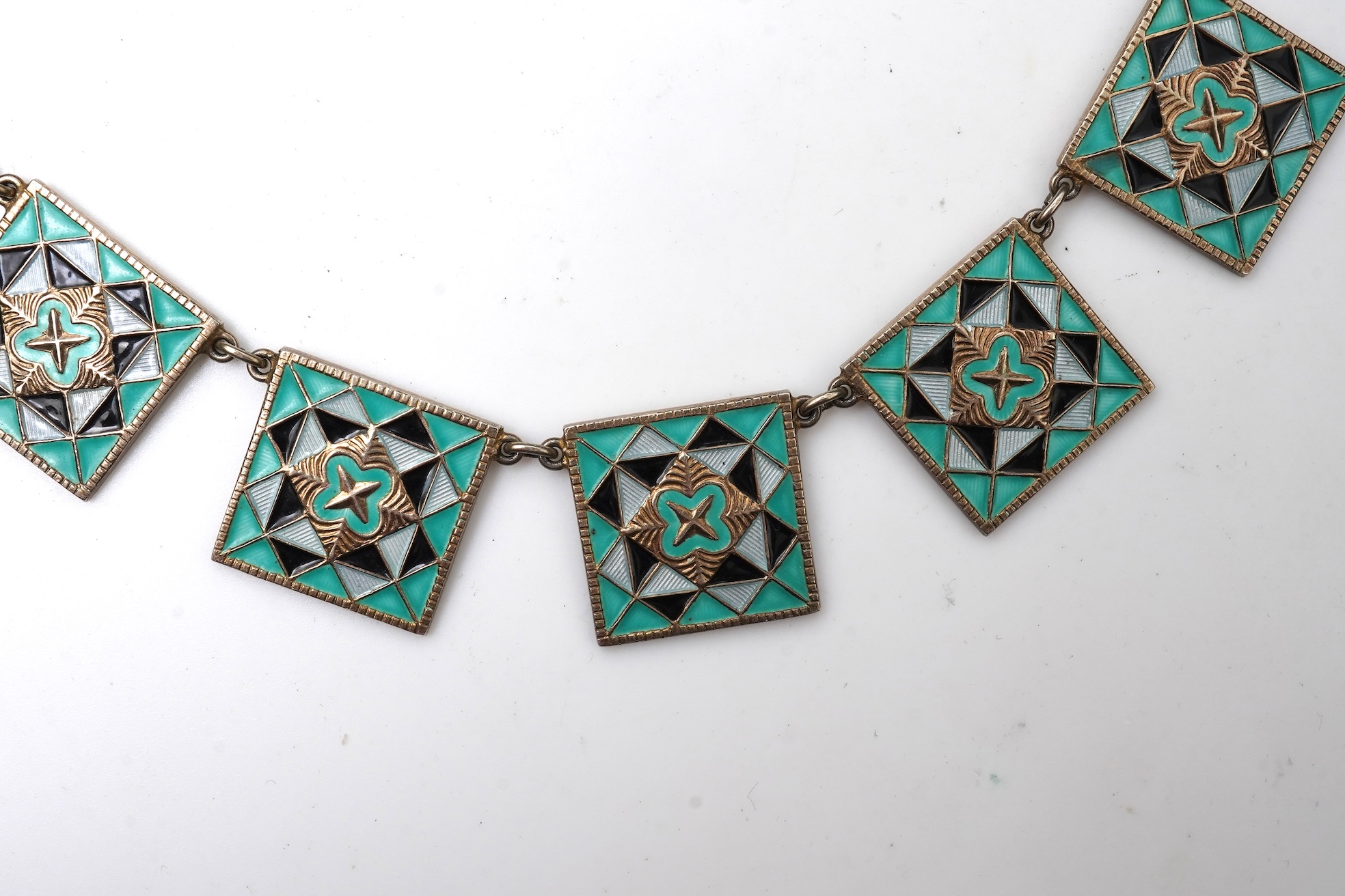 A silver and enamel necklace, Scandinavia, mid 20th century